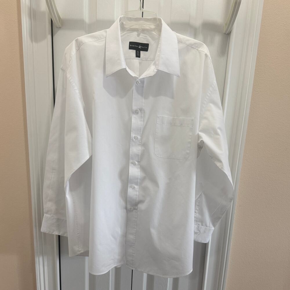 Beverly Hills Polo Club men’s XXL 18 1/2 34/35 white dress shirt. 
Cotton/poly